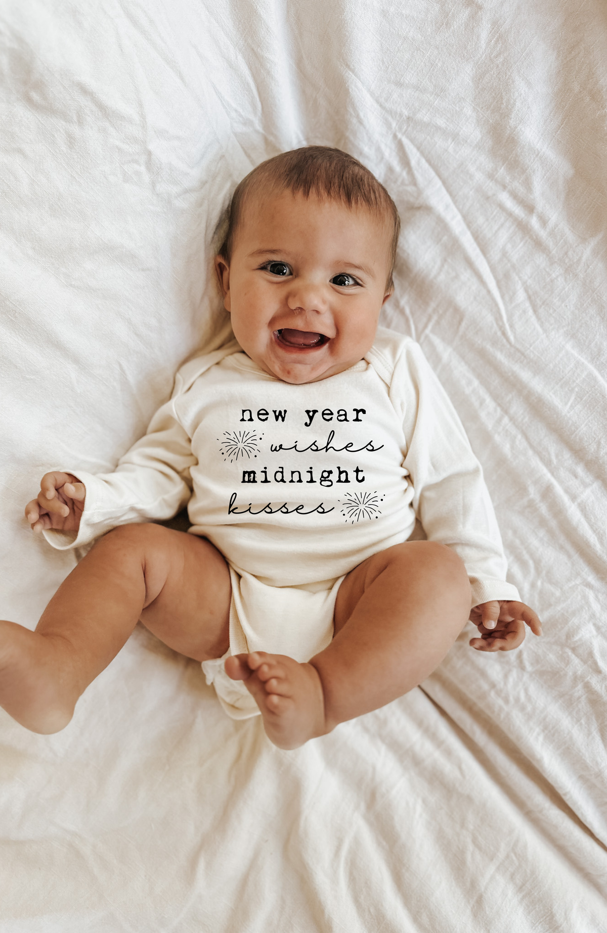 New Year Wishes Organic Baby Bodysuit Long Sleeve